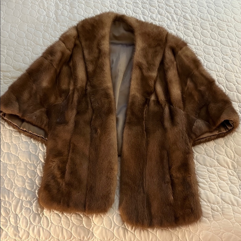 Luxurious Brown Ranch Mink Fur Stole purchased early 1970’s.